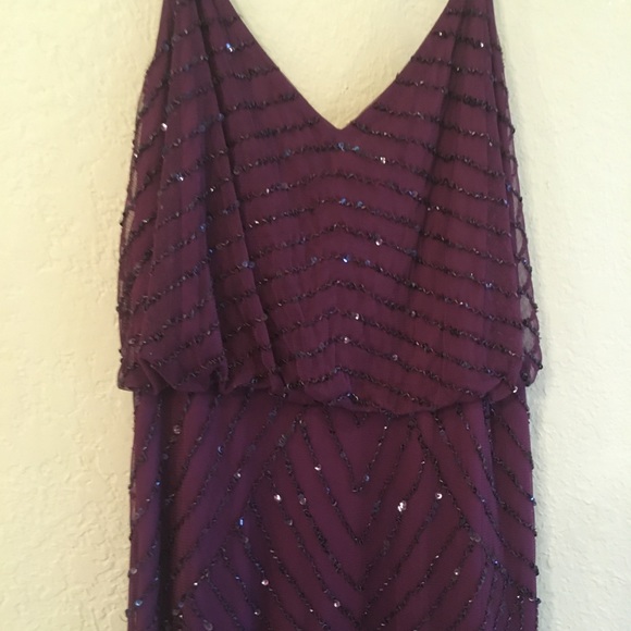 ADRIANNA PAPELL Art Deco Beaded Blouson Gown Dress - Picture 8 of 14